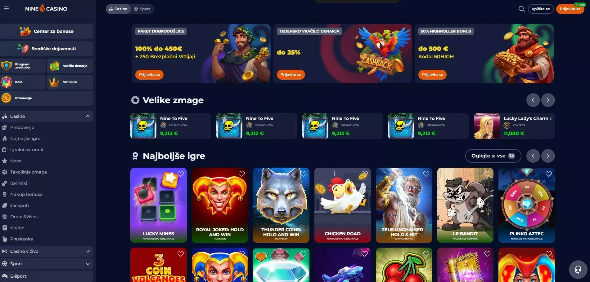 Nine casino boonus ilma sissemakseta
