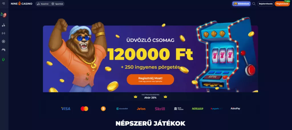 Nine casino befizetés nélküli bónusz